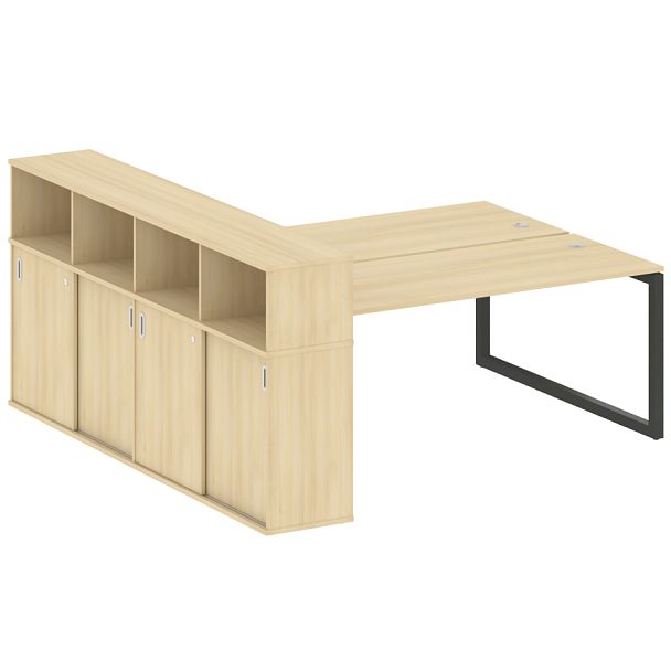 Metal System Quattro Р. ст. с шкафом-купе на О-образном м/к 50БО.РС-СШК-4.5 Т Акация/Антрацит металл 2210*2332*1098 - Вид 1