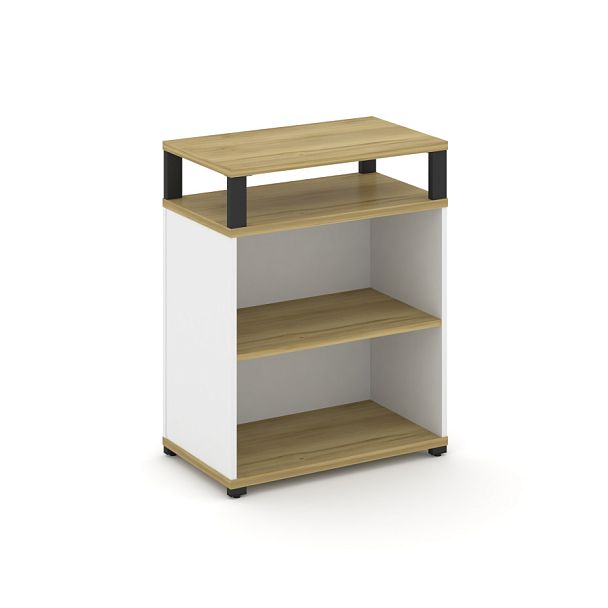 Concept Стеллаж опорный/приставной с верх. горизонтом  CN.SOPO-002 Дуб Винченцо/Белый Бриллиант/Металл Черный 720*420*917 - Вид 1