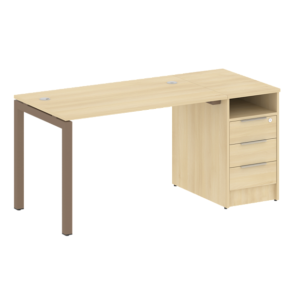 Metal System Quattro Р. ст. с тумбой на П-образном м/к 50БП.РС-СТП-1.2 Акация/Мокко металл 1612*720*750 - Вид 1