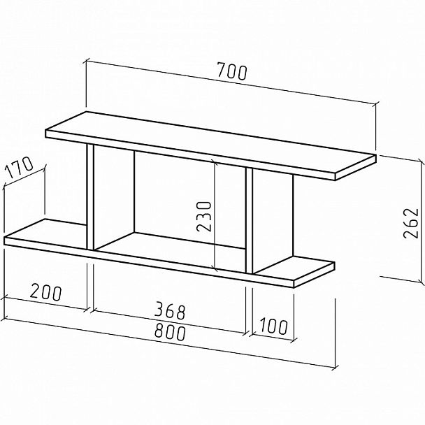 Полка навесная Лайт-1 - Вид 2
