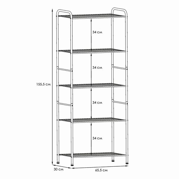 Стеллаж на металлокаркасе "Валенсия-25", 655х300х1555 мм, 5 полок, черный, СТВ25 Ч - Вид 3