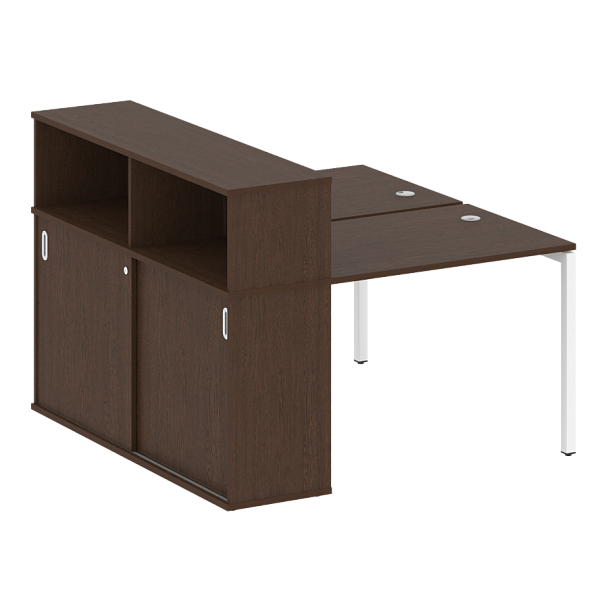 Metal System Quattro Р. ст. с шкафом-купе на П-образном м/к 40БП.РС-СШК-2.1 Т Венге/Белый металл 1410*1475*1098 - Вид 1