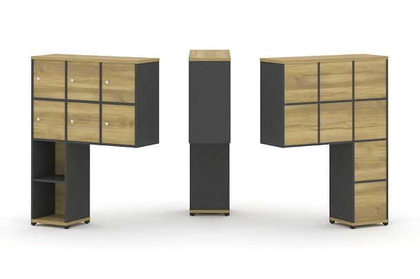 Concept Надставка высокая CN.ONV-008 Дуб Винченцо/Антрацит/Металл Антрацит 1099*350*1486 - Вид 1