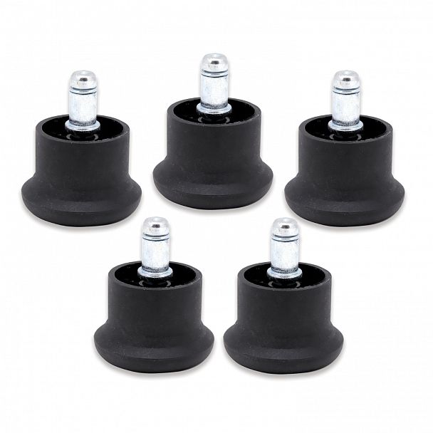 Опоры стационарные (глайдеры) для кресла, комплект 5 шт., пластиковые, шток d - 11 мм, цвет черный - Вид 3