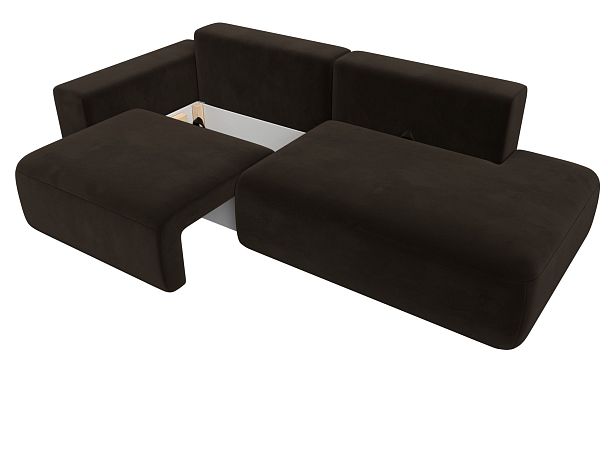 Диван прямой Лига-036 Модерн подлокотник слева Микровельвет коричневый - Вид 7