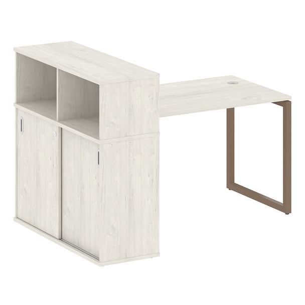 Metal System Quattro Стол письменный с шкафом-купе на О-образном м/к 40БО.РС-СШК-3.2 Т Дуб наварра/Мокко металл 1610*1120*1098 - Вид 1