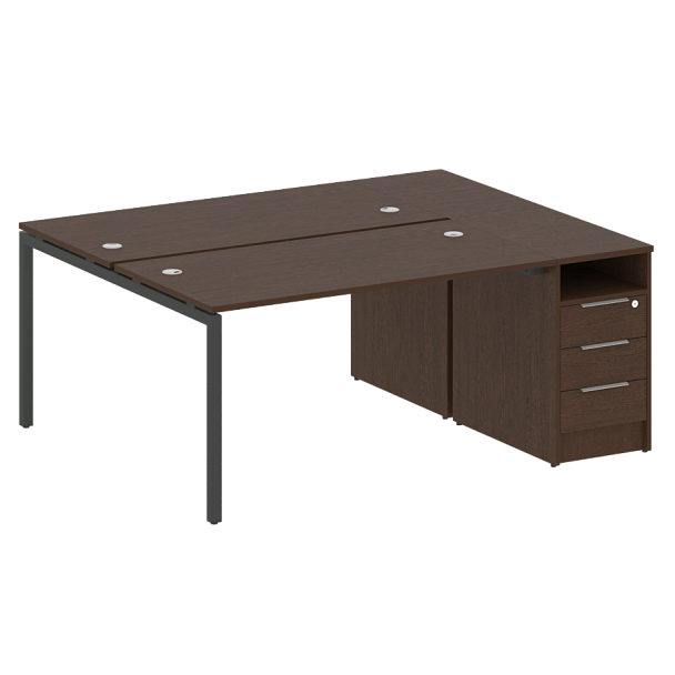 Metal System Quattro Р. ст. с тумбой на П-образном м/к 40БП.РС-СТП-2.3 Венге/Антрацит металл 1812*1475*750 - Вид 1