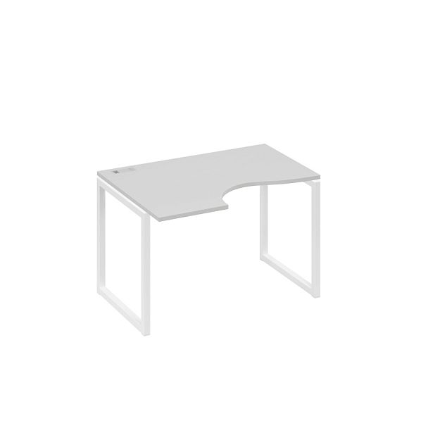 Стол эргономичный левый "Классика" на металлокаркасе QUATTRO A4 А4 Б4 041 БП серый / металлокаркас белый - Вид 1