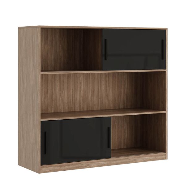 Стеллаж средний, глянец Asti 135x45x125 дуб черный - Вид 1