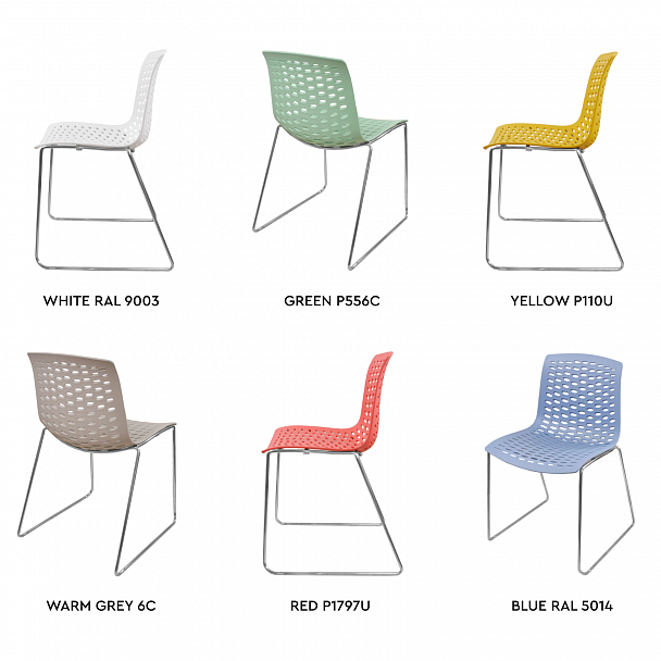 Стул LUX Пруток, каркас Хром, голубой, стопируемый - Вид 2