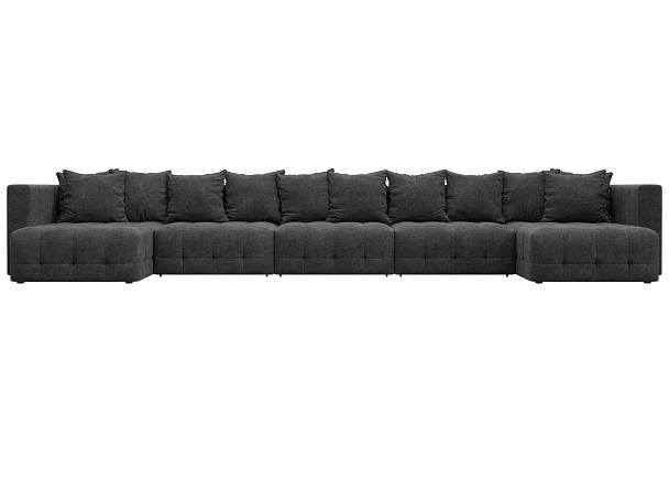 Диван П-образный Лига-052 НПБ МегаЛонг Велюр серый - Вид 2