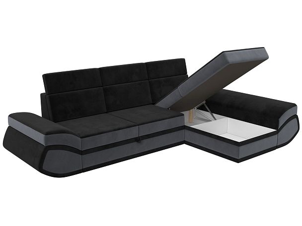 Диван угловой Лига-032 правый угол Велюр черный - Вид 8