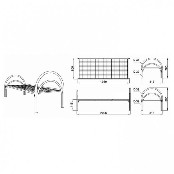 Кровать "К-6-2-1" - Вид 3