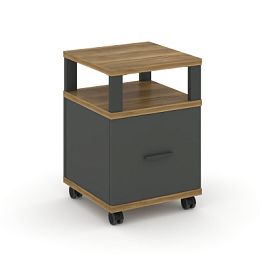 Concept Тумба мобильная 1 распаш. фасад с надставкой CN.TUM-008 A Сандал Янтарный/Антрацит/Металл Антрацит 420*420*615 - Фото предпросмотра