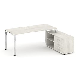 Style Project Direct Lux Стол письменный с греденцией правой M-SN-6P.SRG-013.M(R) Дуб Наварра/Нержавеющая Сталь/Хром 1380*700*750 - Фото предпросмотра