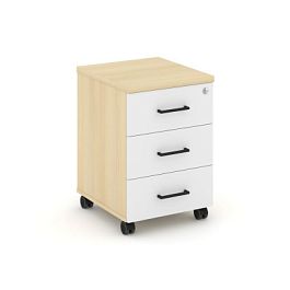 Стайл Проджект Тумба мобильная 3 ящ. Стандартные колеса SN.TM-002 Акация Лорка/Белый/Черный Ручки 41 - Фото предпросмотра