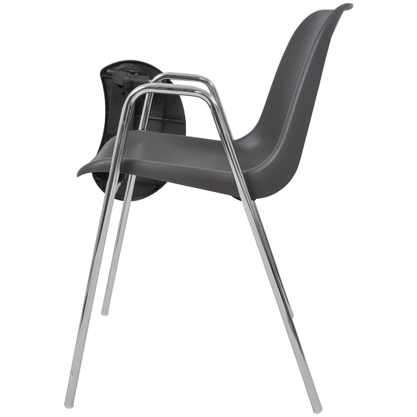 Стул Vicenza (4 ножки с подлокотниками + столик TLT), каркас хром, темно-серый, РП+ИК - Вид 3