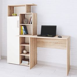 Стол компьютерный Квартет-7 (1508*1500*500) дуб сонома/белый - Фото предпросмотра