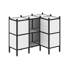 Loft Угловой внутренний стеллаж наборный VR.L-28 Белый бриллиант/Чёрный металл 1278*862*1047 - Фото предпросмотра