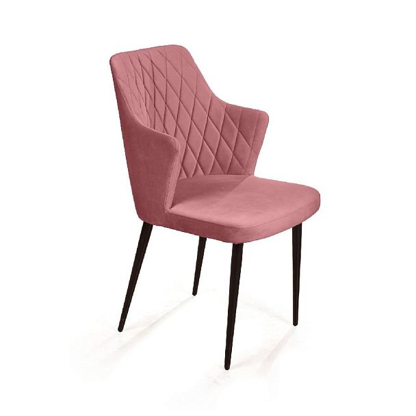 Стул с подлокотниками Hunt ромб, бархат пудровый 15 / чёрный конус - Вид 1
