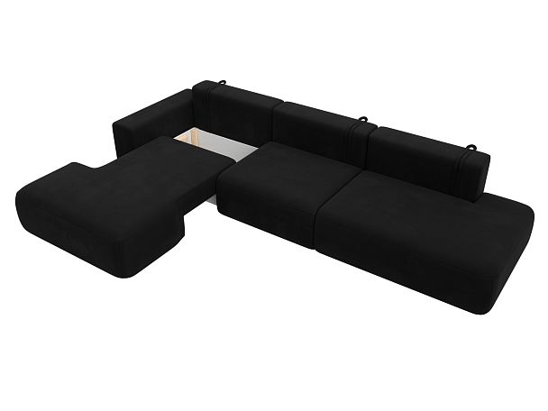 Диван угловой Лига-036 Модерн Лонг левый угол Микровельвет черный - Вид 7