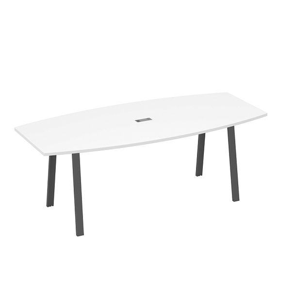 Стол для переговоров 220 на металлокаркасе TRE A4 А4 Б3 114 БП белый премиум / металлокаркас антрацит - Вид 1