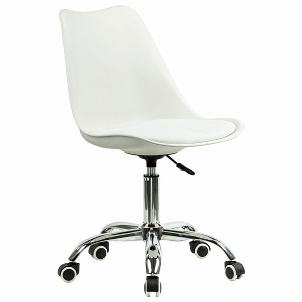 Кресло стул BRABIX "Eames MG-310 CH", хром, пластик белый, экокожа белая, 532923 - Вид 1