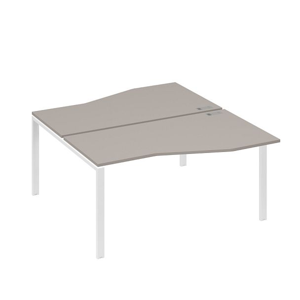 Рабочая станция столы Техно" каркас UNO (2х160) A4 А4 Б1 191 БП мокко премиум / металлокаркас белый - Вид 1