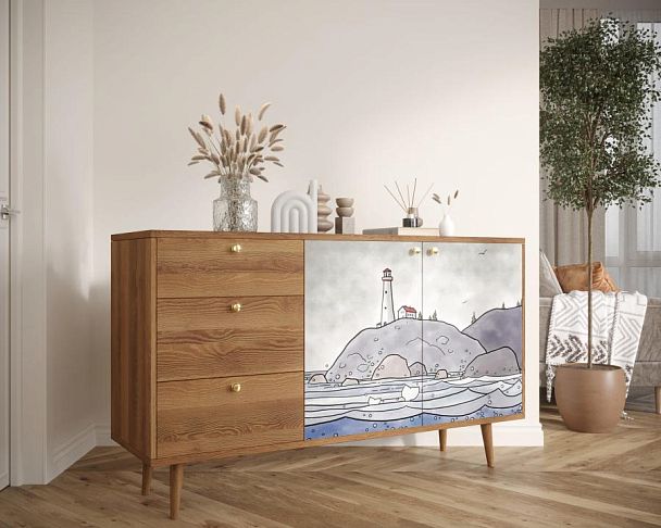 Комод Berber с двумя дверками и ящиками арт BB05/Print_51 - Вид 3