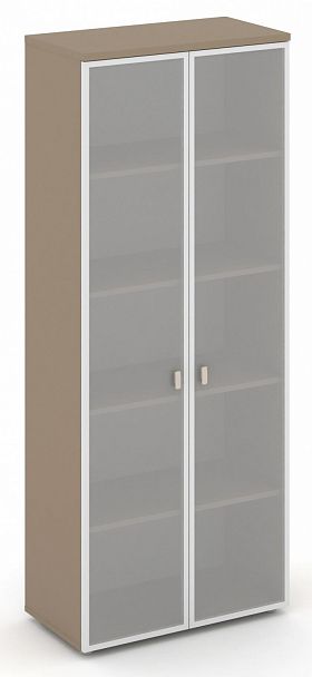 Шкаф высокий широкий (2 высоких фасада стекло в раме сатин матовый) "ESTETICA" ES.ST-1.10R Латте/Сатин матовый - Вид 1