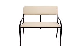 Банкетка-скамья со спинкой к/з бежевый на искре - Фото предпросмотра