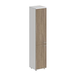 Шкаф высокий Sigma 400х400х1955, з.ст ЛДСП, левый / корпус: белый;  фасады: дуб темный - Фото предпросмотра