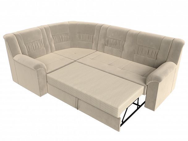 Угловой диван Карелия левый угол (полностью микровельвет бежевый) - Вид 6