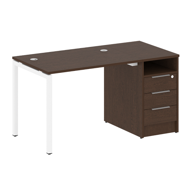 Metal System Quattro Р. ст. с тумбой на П-образном м/к 40БП.РС-СТП-1.1 Венге/Белый металл 1412*720*750 - Вид 1