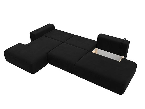 Диван угловой Лига-036 Модерн Лонг левый угол Микровельвет черный - Вид 9