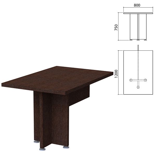 Столешница стола приставного "Приоритет" (800х1200х750 мм), венге, К-917, К-917 венге - Вид 1
