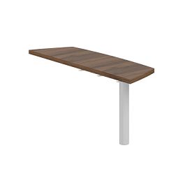 Приставка боковая Wing большая 500х1613х750 на опорную тумбу / цвет: дуб модена, опора табулярная серебрянный металлик, подставка ЛДСП для опорной тумбы - Фото предпросмотра