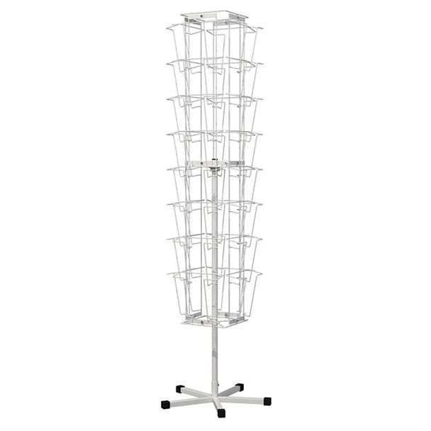 Стойка напольная для рекламных материалов (188х54х54 см), на 32 лотка, сетчатая, вращающаяся, белая, А-29-ТМ - Вид 3