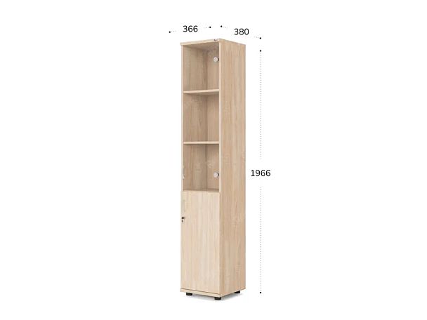 UNITY РШКС-04 ДУБ СОНОМА Шкаф со стеклянными дверьми Прямой 366x380x1966 - Вид 1