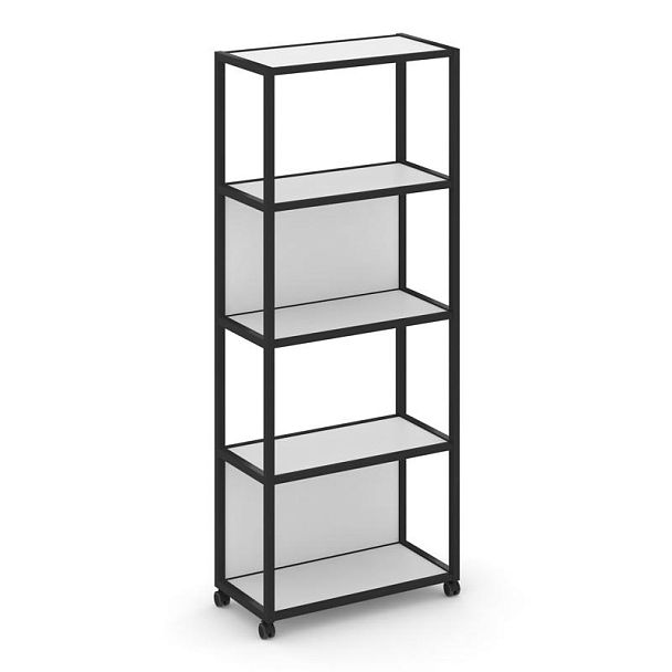 Shelf Mobile Стеллаж 5 уровней 1 секция VR.LT-STK-505.12 Белый Бриллиант/Металл Черный 1200*400*2000 - Вид 1