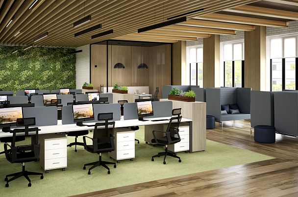 Рабочая станция Sigma s-b-s 3200х700х750 / профиль: 40х40 антрацит; столешница:  дуб темный - Вид 5