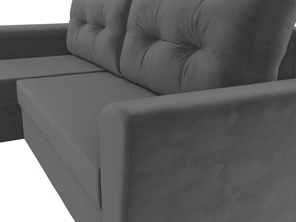 Угловой диван Амстердам Лайт левый (полностью велюр серый) - Вид 4