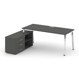 Style Project Direct Lux Стол письменный с греденцией левой M-SN-6A.SRG-015.M(L) Антрацит/Нержавеющая Сталь/Хром 1780*700*750 - Фото предпросмотра