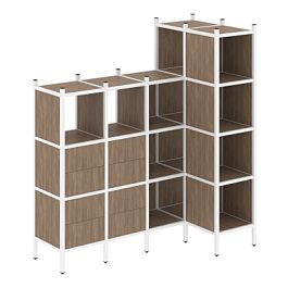 Loft Угловой внутренний стеллаж наборный VR.L-47 Дуб аризона/Белый металл 1694*862*1869 - Фото предпросмотра