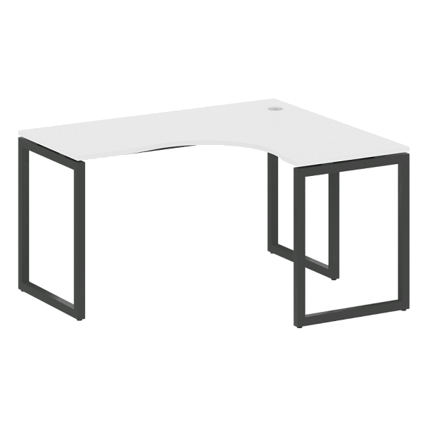 Metal System Quattro Стол криволинейный правый на О-образном м/к 40БО.СА-3 (R) Белый/Антрацит металл 1400*1200*750 - Вид 1