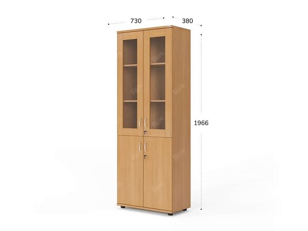 UNITY РШКСМ-02 БУК Шкаф со стеклянными дверьми Прямой 730x380x1966 - Вид 4