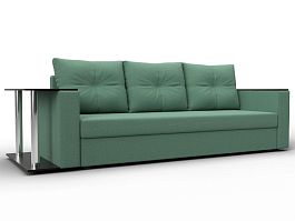 Диван прямой Атланта Лайт со столом слева Рогожка зеленый - Фото предпросмотра