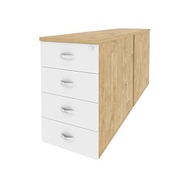 Onix Тумба двойная приставная/опорная O.TPO-2.8 Тиквуд светлый/Белый бриллиант 432*1635*750 - Фото предпросмотра