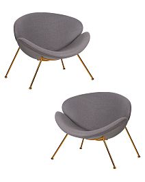 Набор 2 шт Кресло дизайнерское DOBRIN EMILY (серая ткань AF7, золотое основание) - Фото предпросмотра