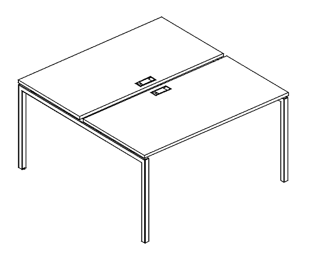 Рабочая станция 2х160 на опорах DUE A4 А4 Б2 172 БП дуб / металлокаркас серый - Вид 3